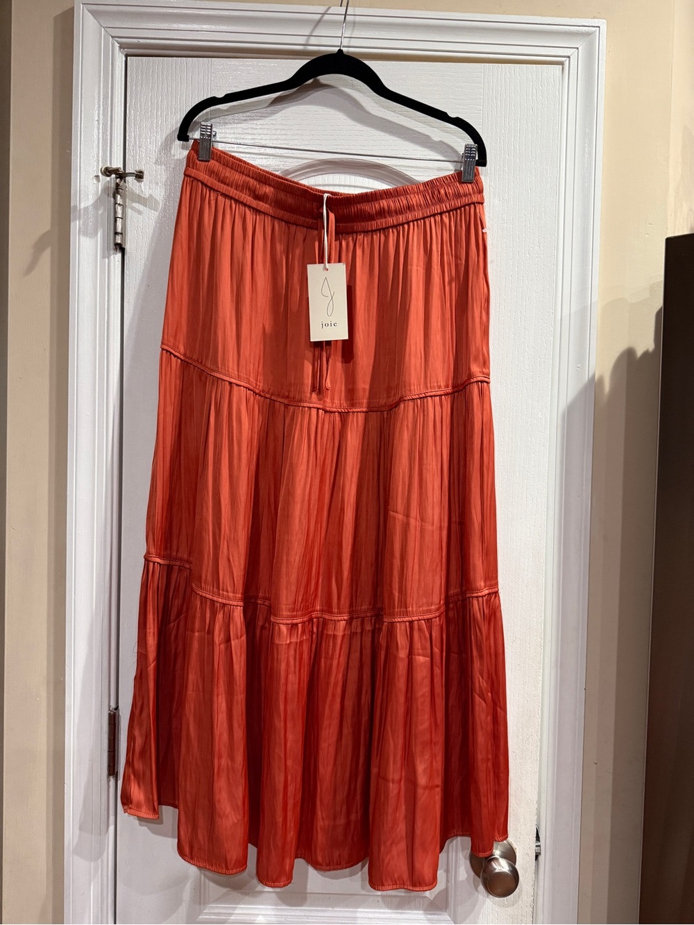 Joie Coral Tiered Maxi Skirt with Elastic Waist